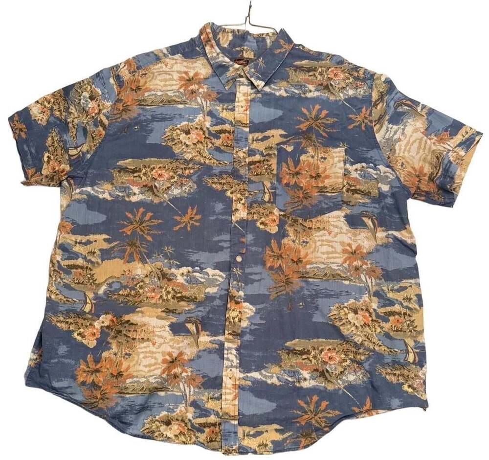 The Foundry Supply Co. Men's Short SLV Hawaiian Trop. Button Front Shirt. Sz 3XL